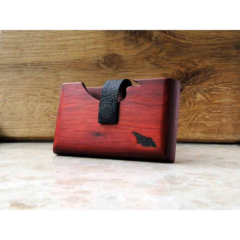 Dřevěná peněženka Padouk TOTÁLNÍ VÝPRODEJ