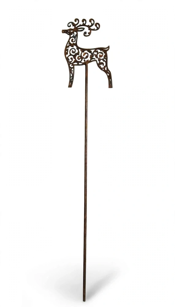 Zahradní kovový zápich Jelen na tyči rezavý 96 cm
