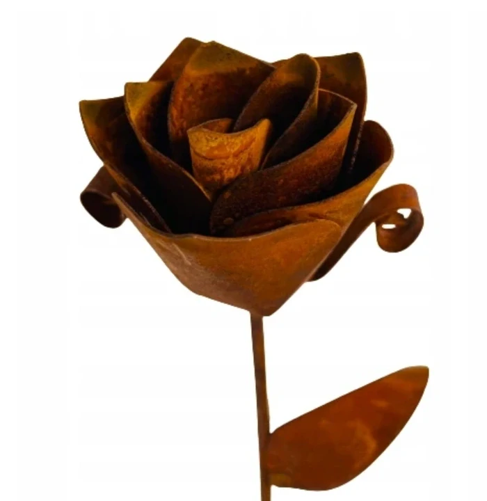 Kovový zahradní zápich Růže rezavá 45 cm