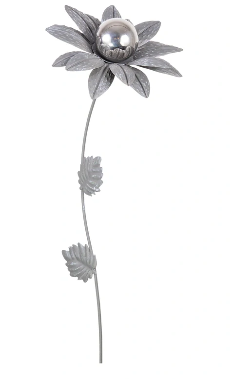 Zahradní kovový zápich Narcis šedý s kuličkou 91 cm