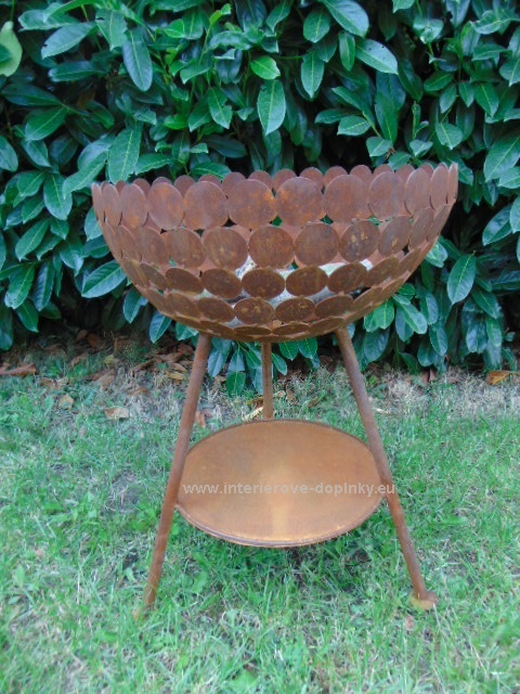 Zahradní gril na dřevo průměr 50 cm rezavý