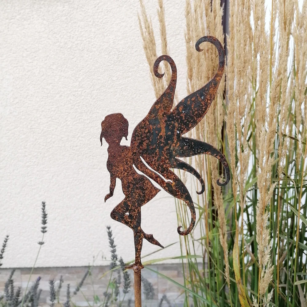 Zahradní zápich kovový rezavý Elf 3 117 cm