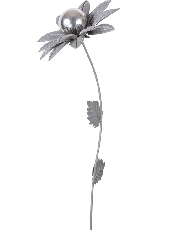 Zahradní kovový zápich Narcis šedý s kuličkou 91 cm