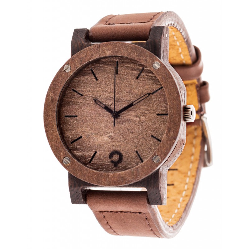 Dřevěné hodinky PLANTWEAR Raw Serie - Double Copper - Eben TOTÁLNÍ VÝPRODEJ