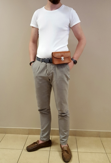 Kožená kapsa na opasek Vooc Vintage P111 cognac TOTÁLNÍ VÝPRODEJ
