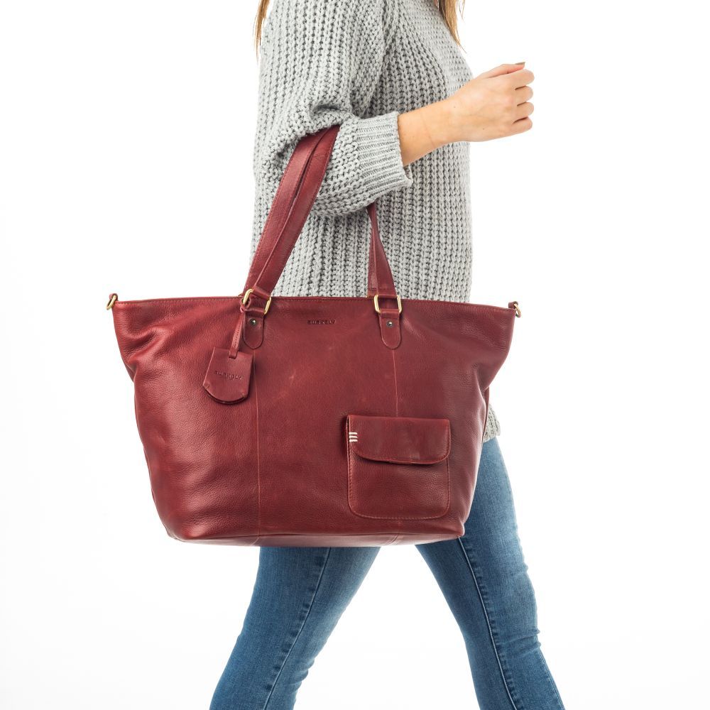 Kožená kabelka Shopper Burkely Craft Caily červený TOTÁLNÍ VÝPRODEJ