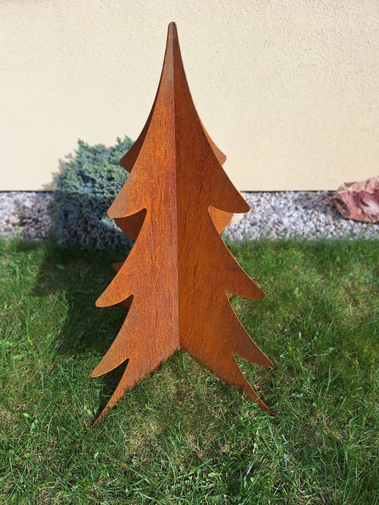 Kovová zahradní dekorace Stromek 3D střední 90 cm corten