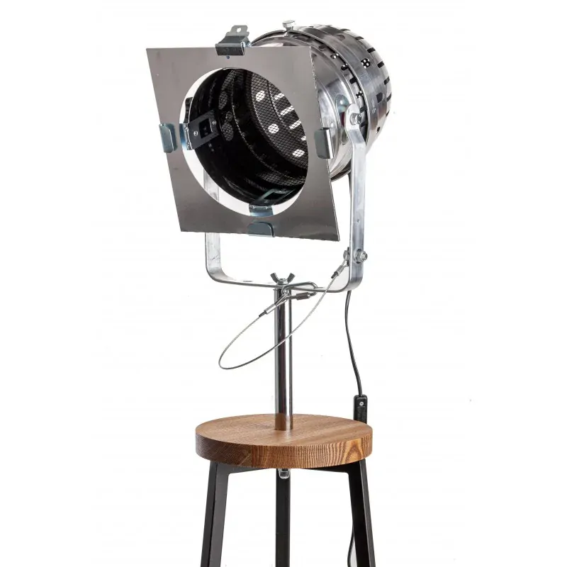 Stojací lampa Floki Reflektor černá/dřevo