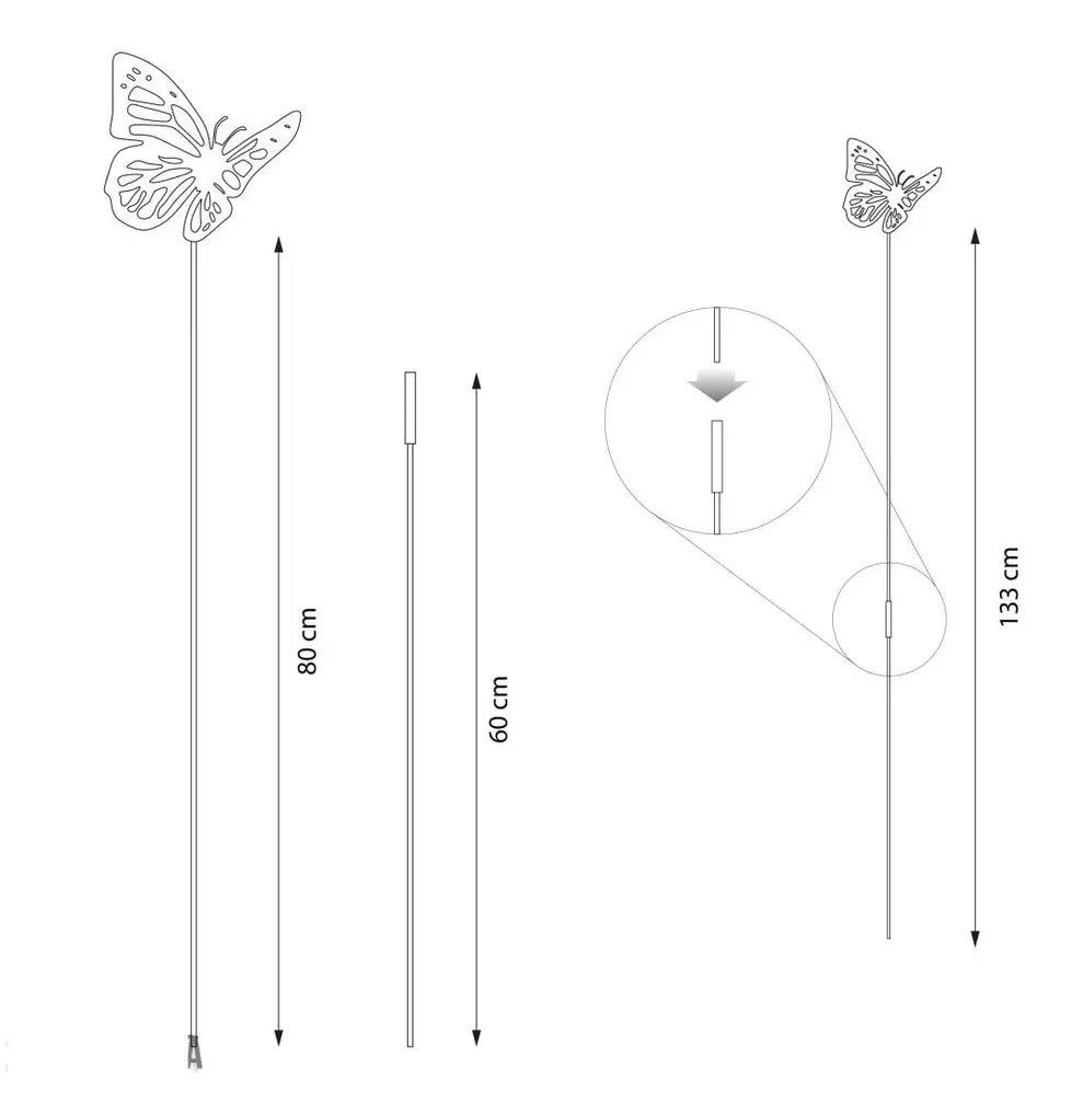 Zahradní kovová dekorace rezavý motýl ornament XL VÝPRODEJ