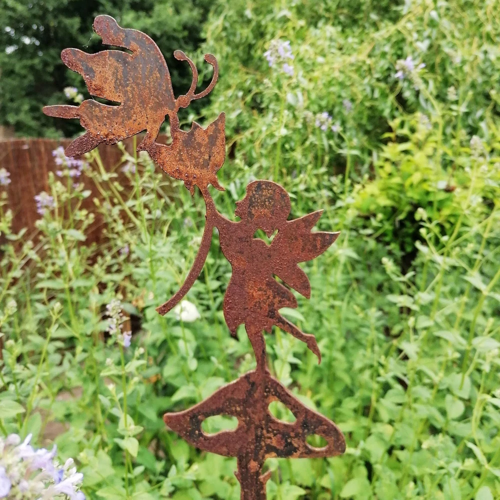 Zahradní kovový zápich rezavý Elf 118 cm