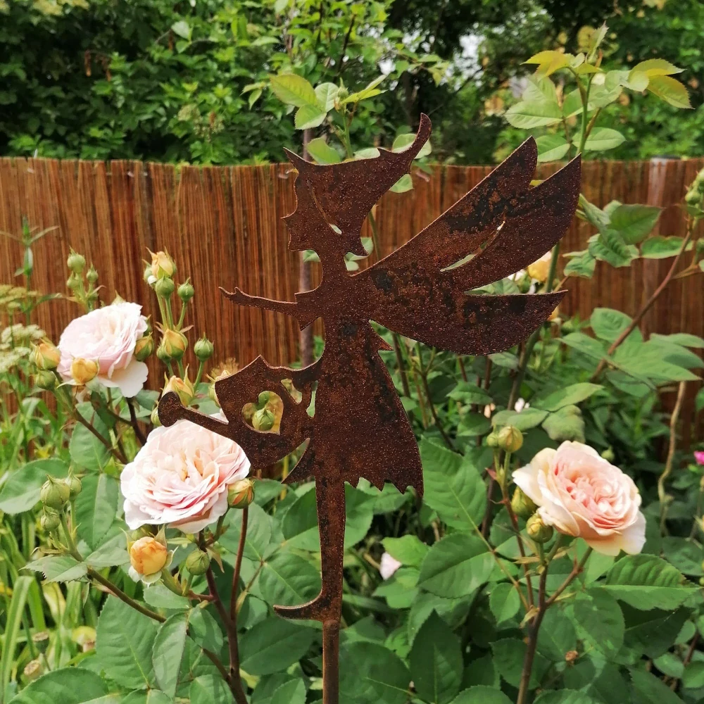 Zahradní kovový zápich rezavý Elf 2 116 cm