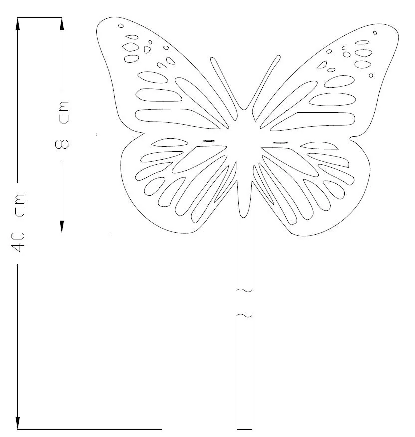 Zahradní kovový zápich corten Motýl rezavý 50 cm