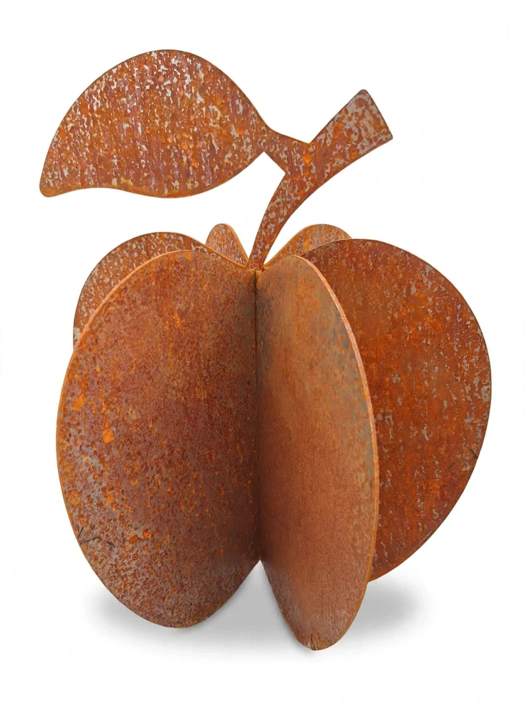 Kovová zahradní dekorace Jablko 3D malé 35 cm corten