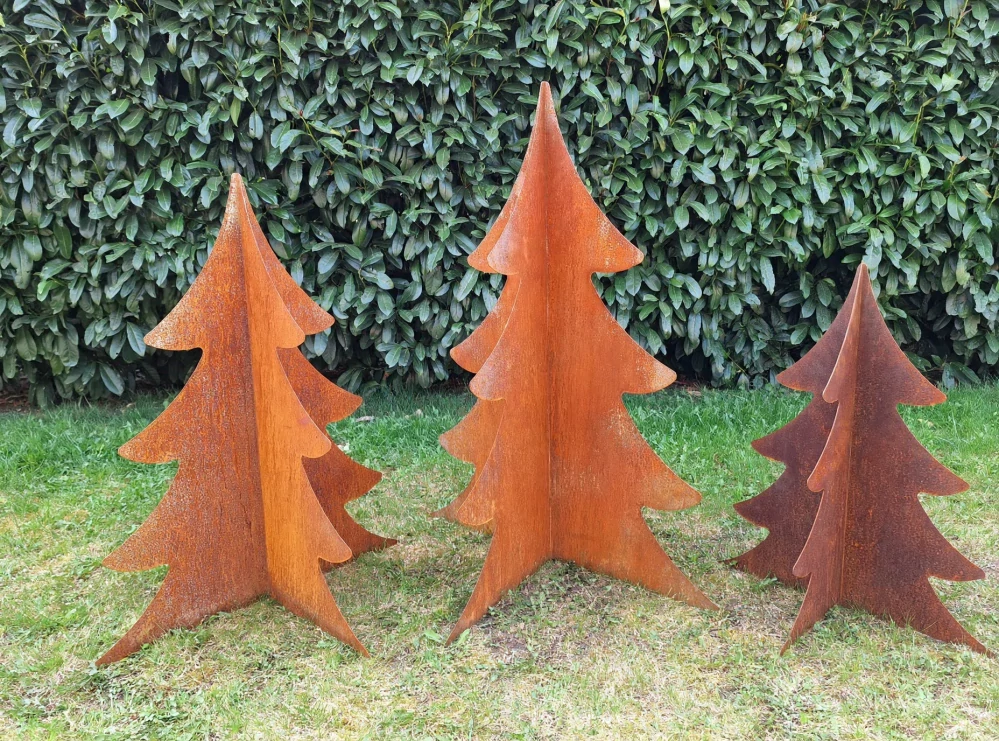 Kovová zahradní dekorace Stromek 3D velký 110 cm corten