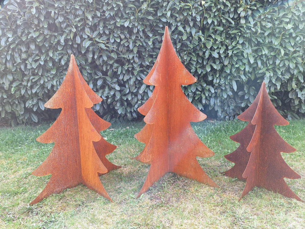 Kovová zahradní dekorace Stromek 3D střední 90 cm corten