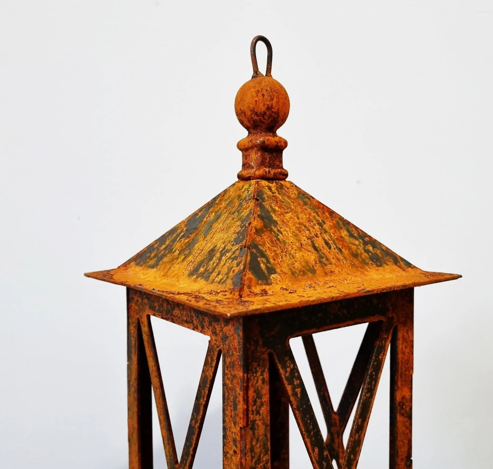 Kovová lucerna venkovní rezavá 39 cm