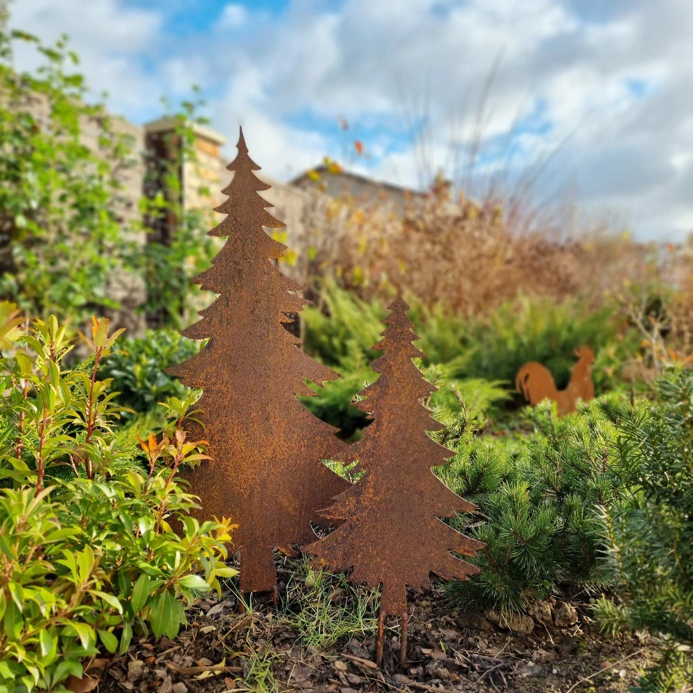 Zahradní kovová dekorace Stromek velký rezavý 95 cm