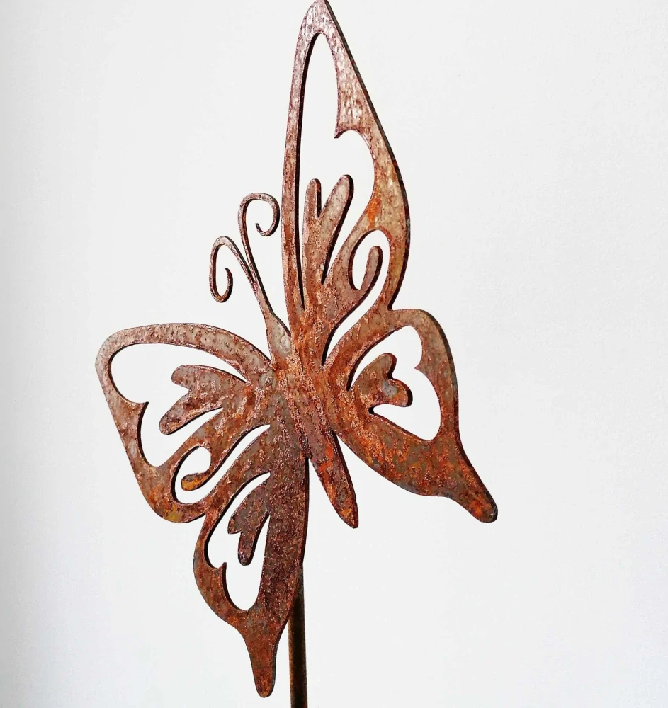 Zahradní kovový zápich Motýl rezavý