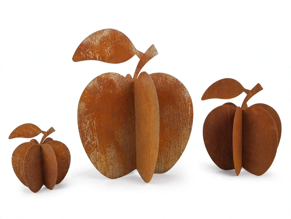 Kovová zahradní dekorace Jablko 3D malé 35 cm corten