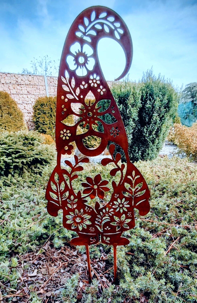Kovový zahradní zápich Skřítek rezavý 71 cm