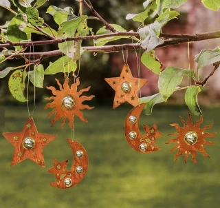 Závěsná dekorace kovová rezavá mix 6 kusů VÝPRODEJ