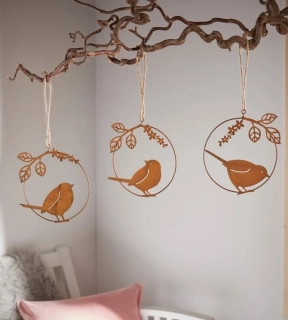 Závěsná kovová dekorace Ptáčci 3 kusy VÝPRODEJ