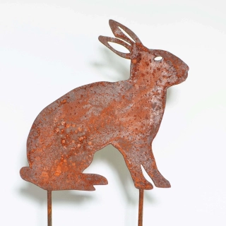 Zahradní kovový zápich Králík rezavý