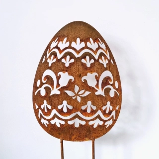 Zahradní zápich kovový Velikonoční vejce rezavé