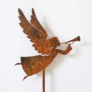 Zahradní kovový zápich Anděl 1 rezavý 115 cm