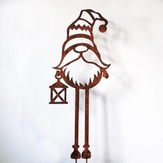 Zahradní kovová dekorace rezavá Trpaslík na vysokých nohách 