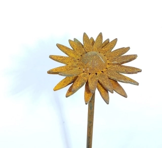 Zahradní kovový zápich corten 3D Sedmikráska 40 cm