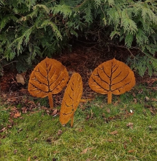 Kovová zahradní dekorace corten List  40 cm