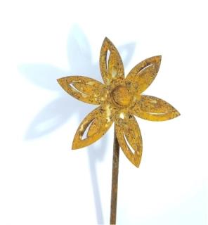 Kovový zahradní zápich corten 3D Květina rezavá 50 cm