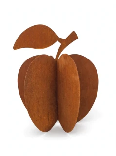 Kovová zahradní dekorace Jablko 3D střední 56 cm corten