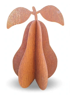 Kovová zahradní dekorace Hruška 3D velká 70 cm corten