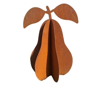 Kovová zahradní dekorace Hruška 3D velká 70 cm corten