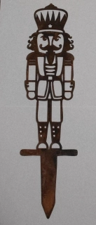 Kovový zahradní zápich Louskáček 2 rezavý 40 cm