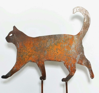 Kovová dekorace na zahradu Kočka 2 rezavá