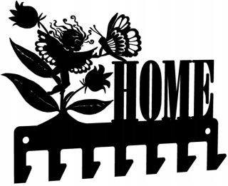 Kovový nástěnný věšák na klíče Home Anděl s motýlem černý