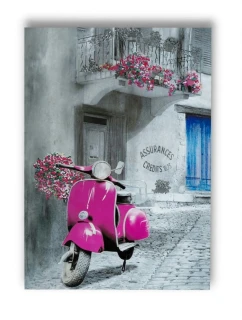 Obraz růžová motorka 50 x 70 cm