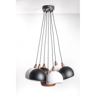 Závěsné svítidlo Tester 7L 3 bílá, 3 černá, 1 měděná