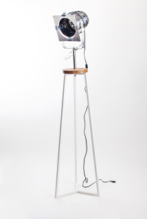 Stojací lampa Floki Reflektor bílá/dřevo