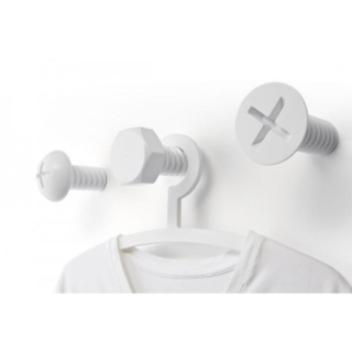 Nástěnné věšáky QUALY SCREW COLLECTION, bílé 1730035 2.jakost VÝPRODEJ