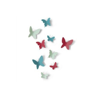Set 9 ks dekorace na zeď UMBRA MARIPOSA mix barev